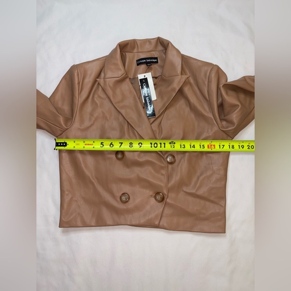 Catherine Malandrino NWT Size S Tan Faux Leather Cropped Moto Jacket - Picture 4 of 9